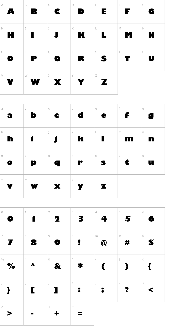 Character Map GarrisonKayo Font