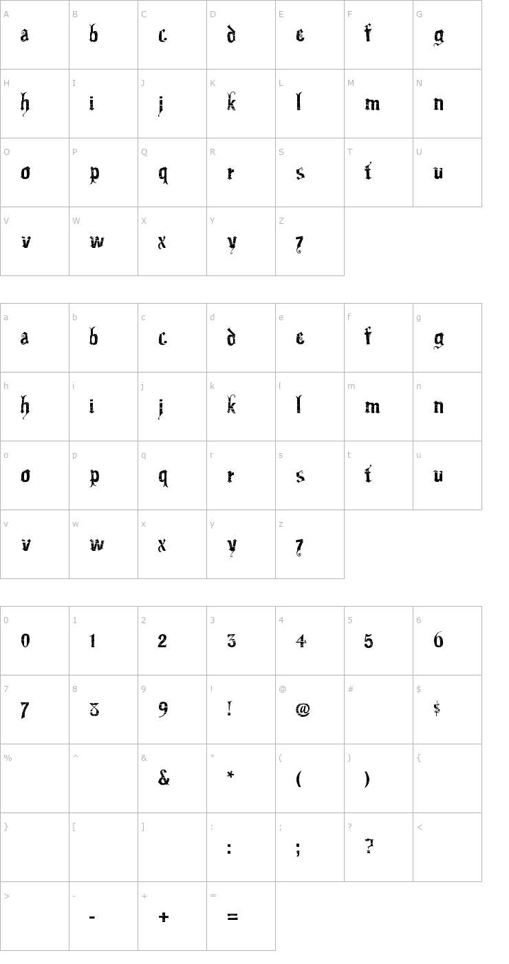Character Map Gartentika Font