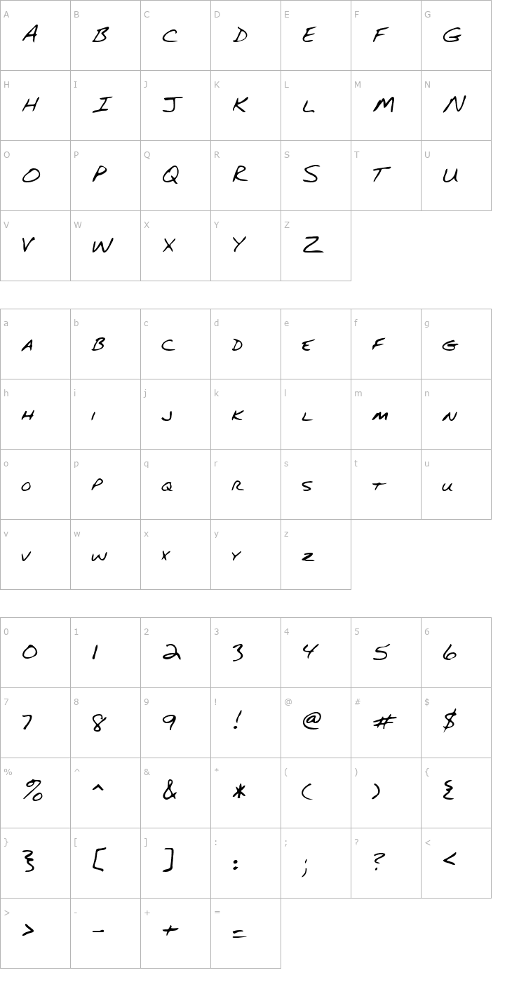 Character Map Gary Regular Font