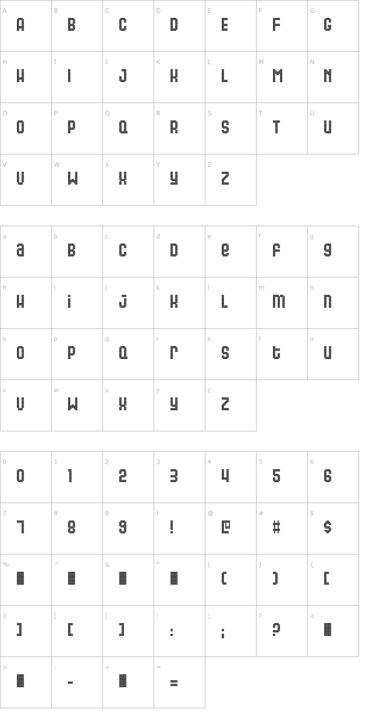 Character Map Gas Font