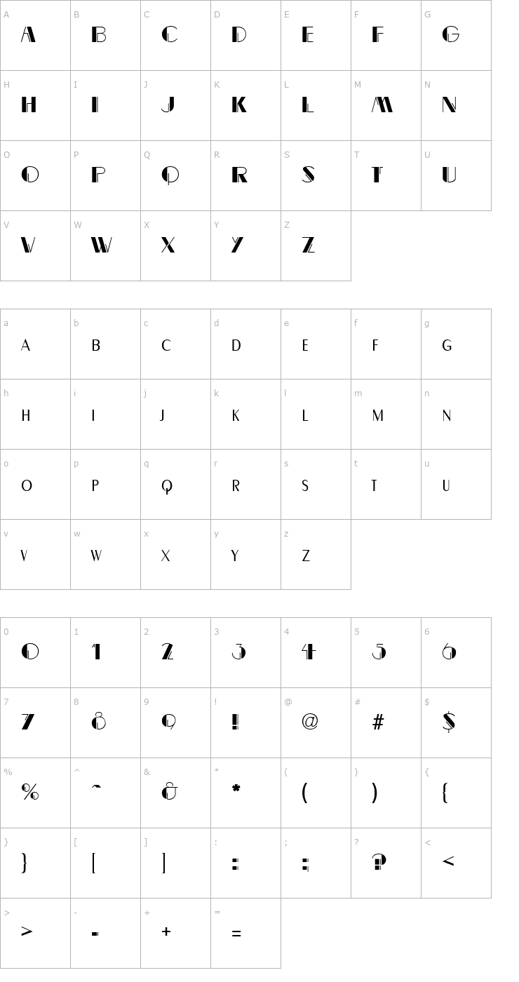 Character Map Gaslight Regular Font