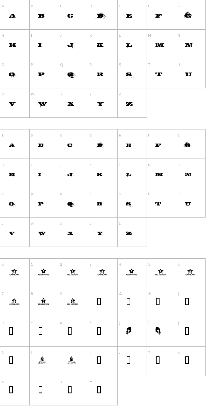Character Map Gasmask Font