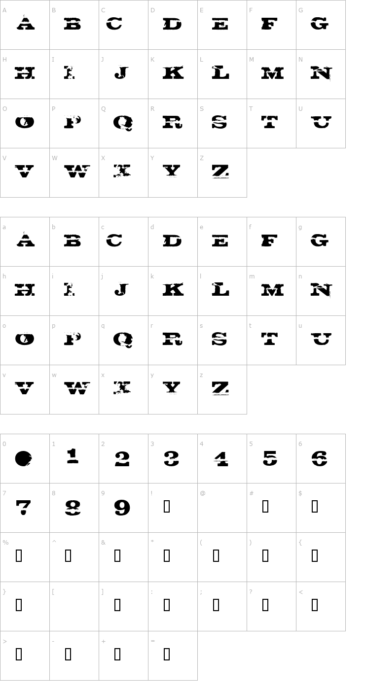 Character Map Gatecrasher Font