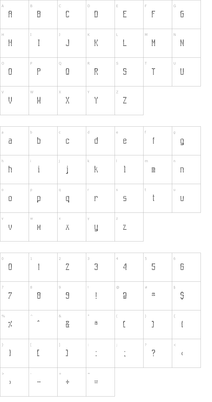 Character Map Gateway Font