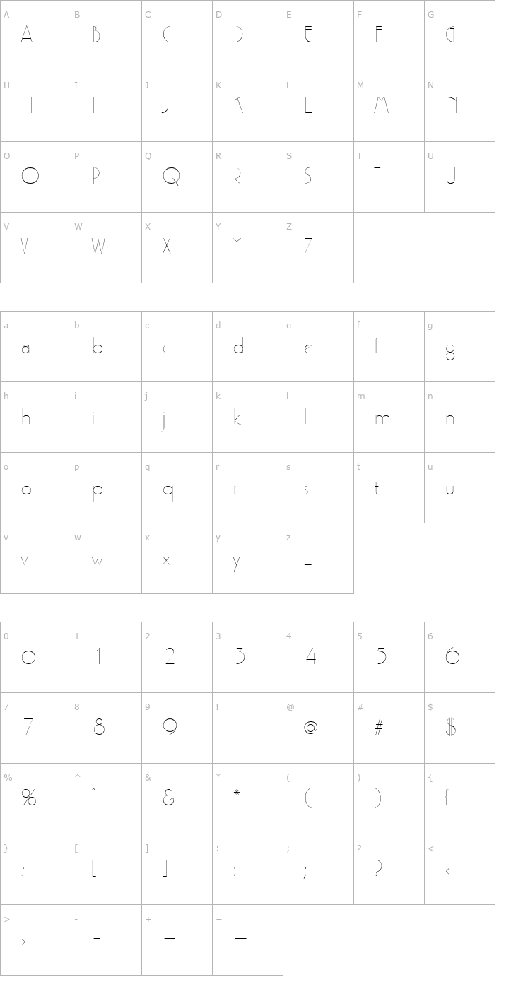 Character Map Gatsby Font