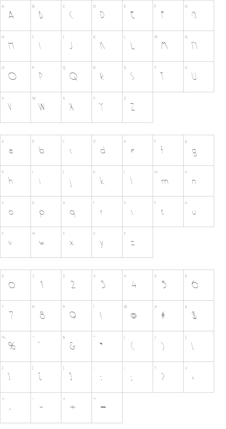 Character Map GatsbyBackslant Regular Font