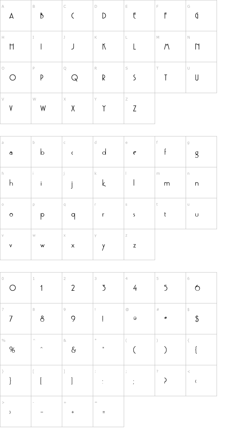 Character Map GatsbyFLF-Bold Font