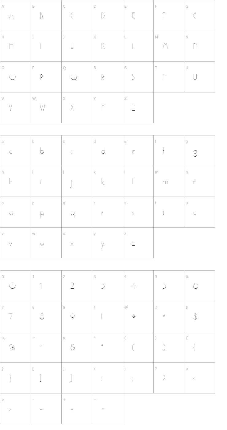 Character Map GatsbyFLF Font