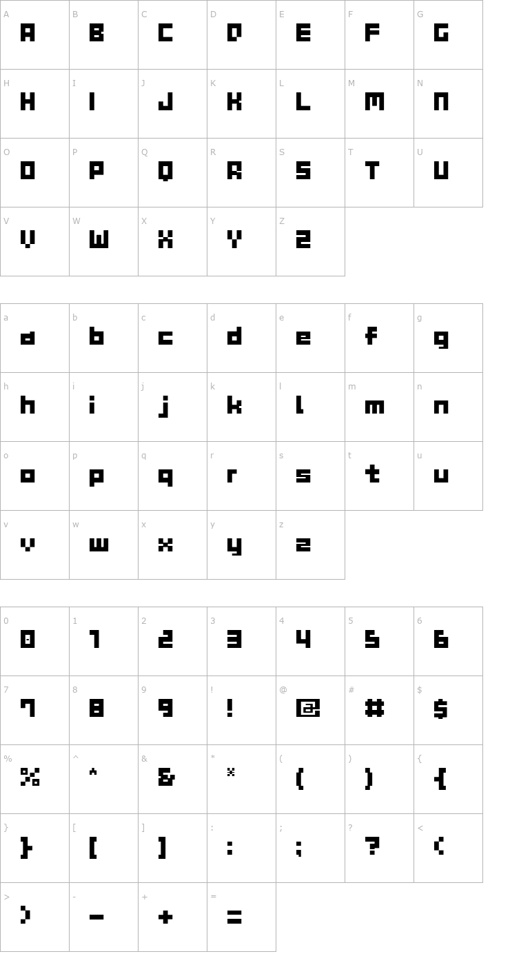 Character Map GAU_font_cube_B Font