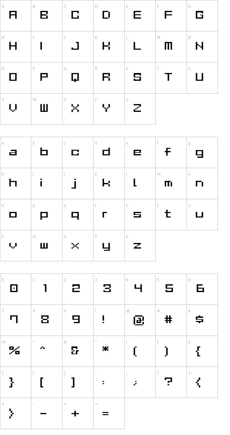 Character Map GAU_font_cube_R Font