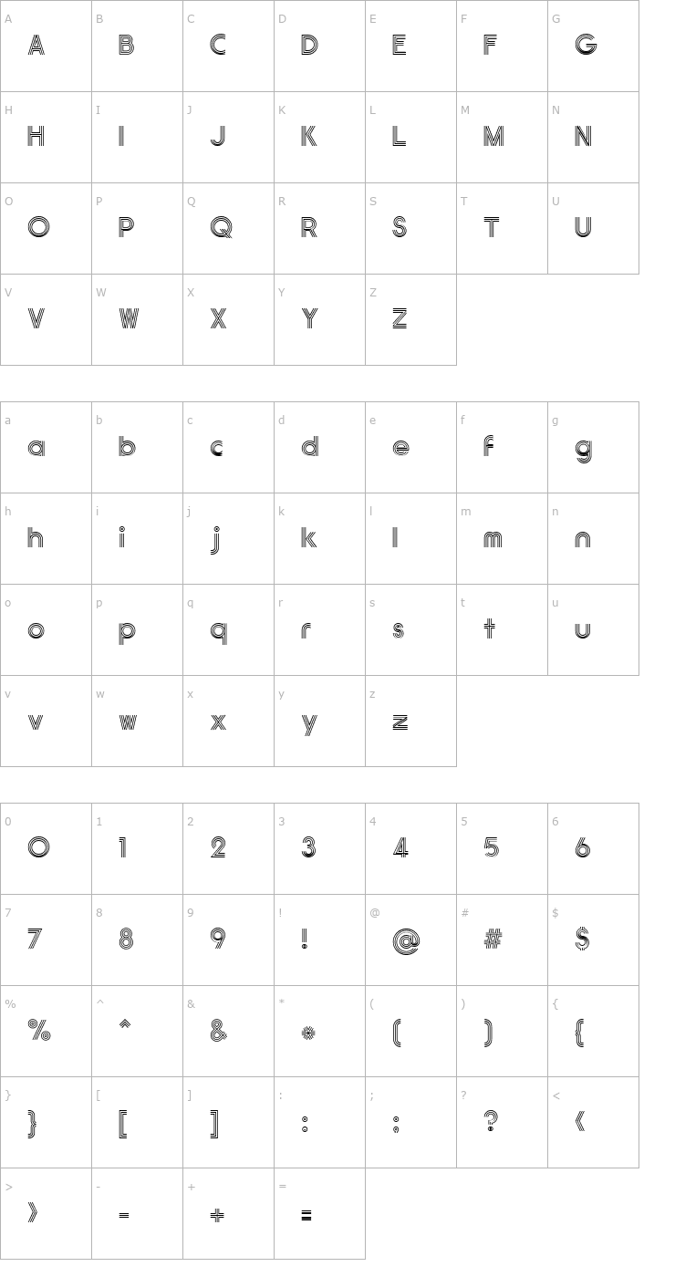 Character Map GauFontExpositionR Font