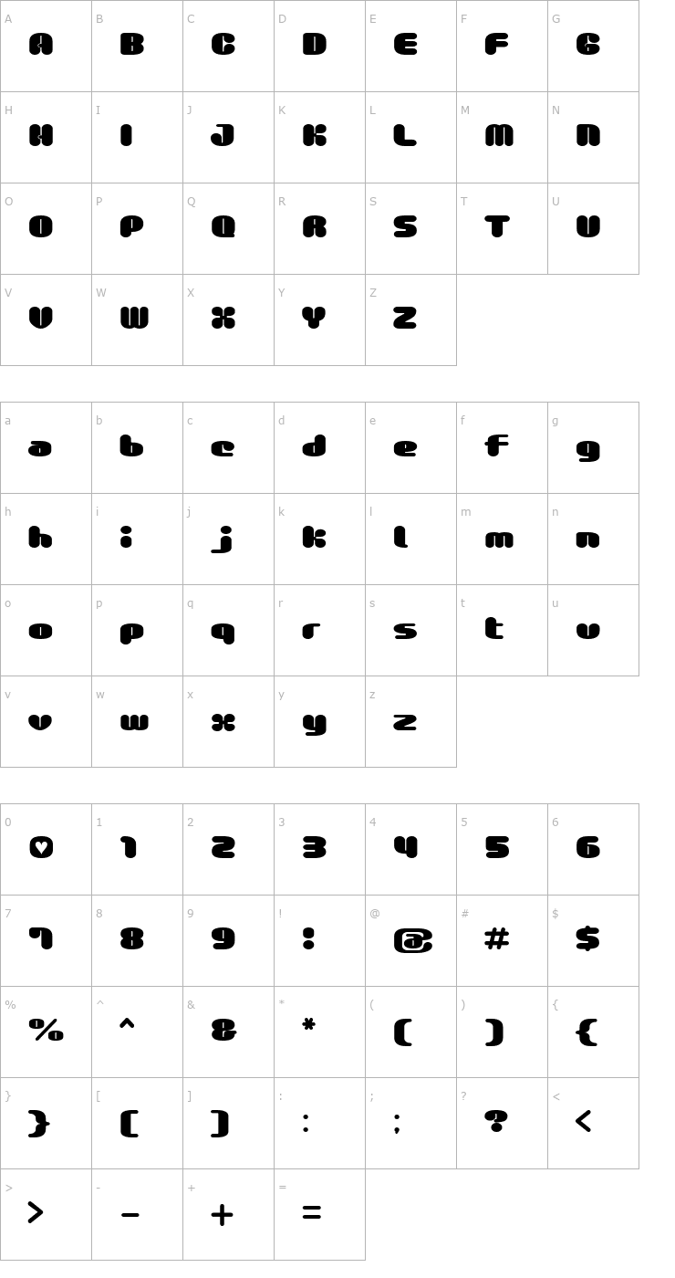Character Map GauFontMilkChoco Font