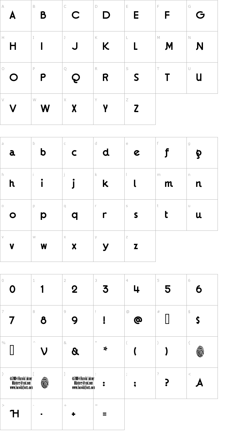 Character Map Gaumont Font