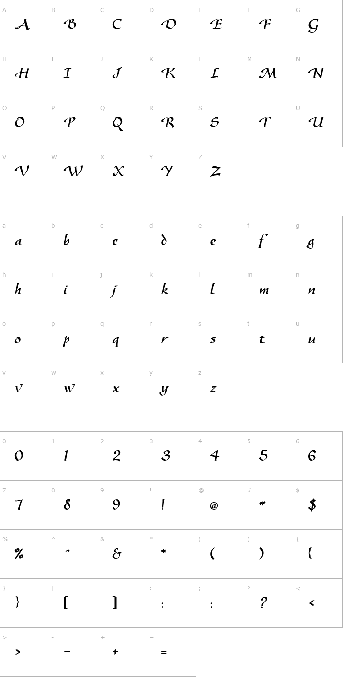 Character Map Gaze Bold Font