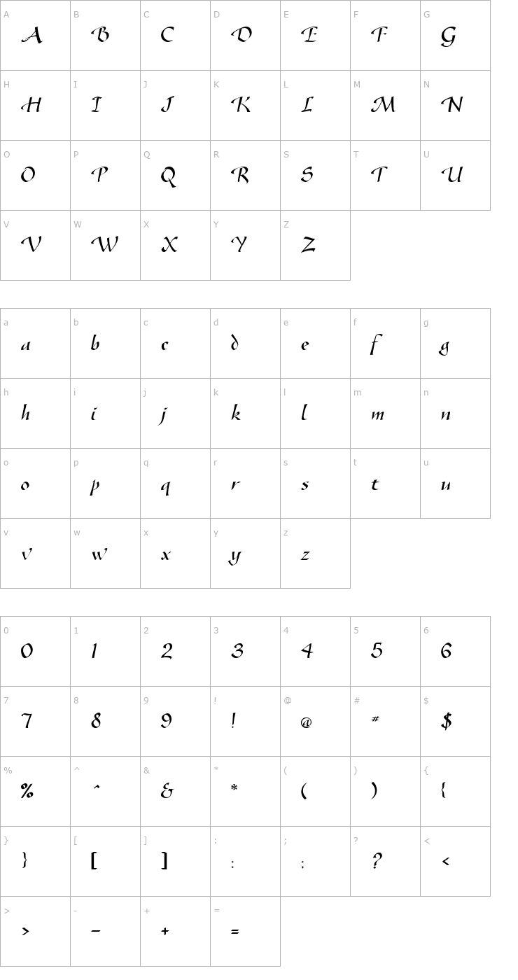 Character Map Gaze Normal Font