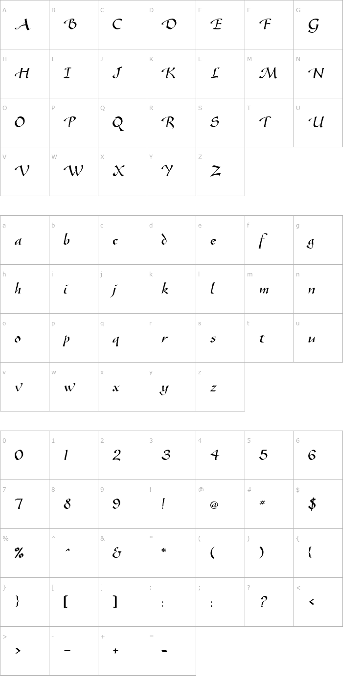 Character Map Gazelle (Plain)001.001 Font