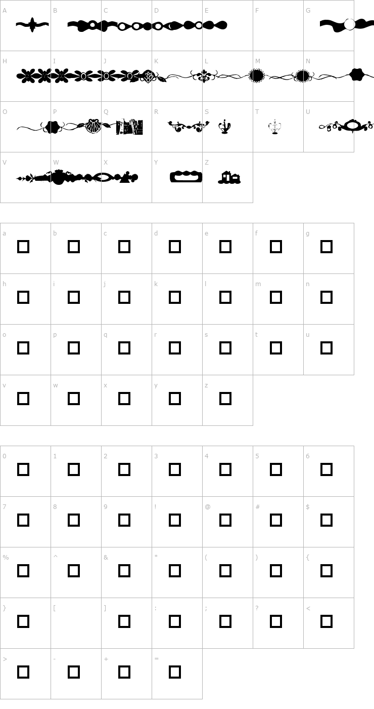 Character Map GC Design Line Dingbat Font