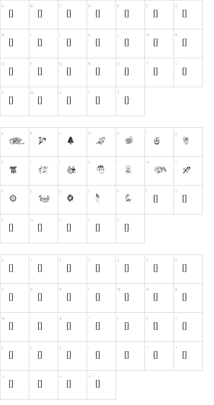 Character Map GE Christmas Joy Font