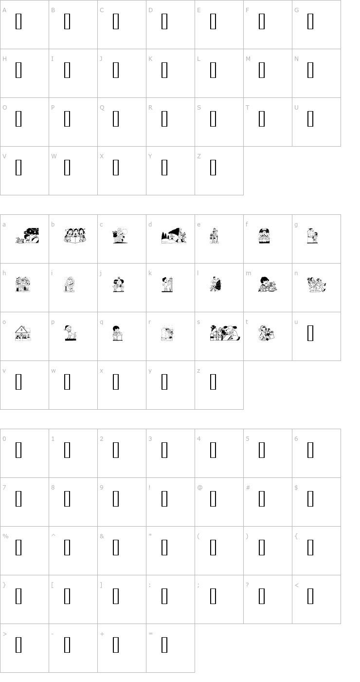 Character Map GE Comical Christmas Font