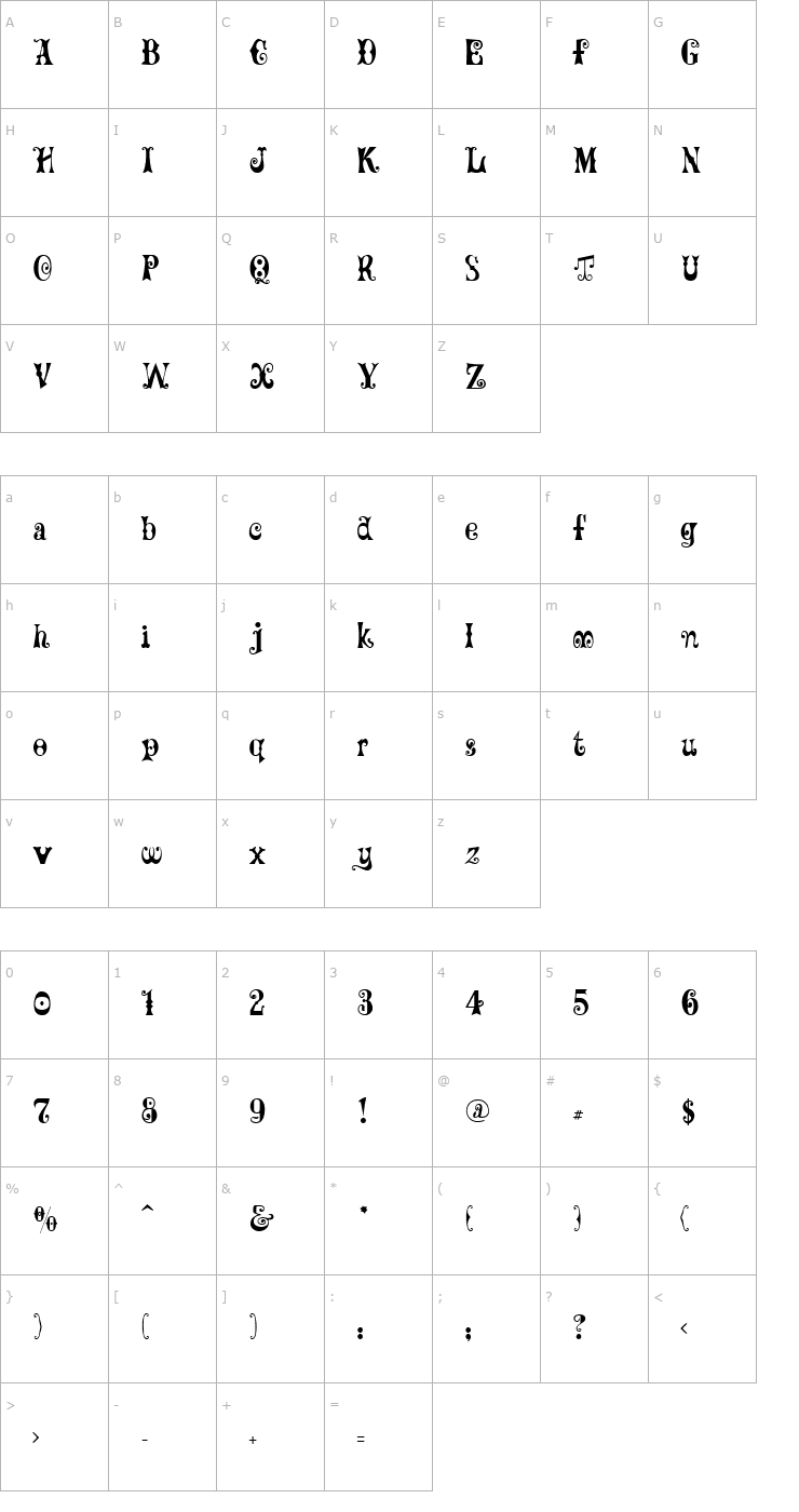 Character Map GE Frills Font