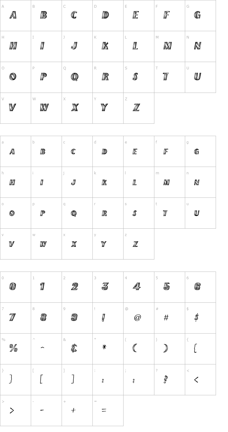 Character Map GE Nervous Twitch Font