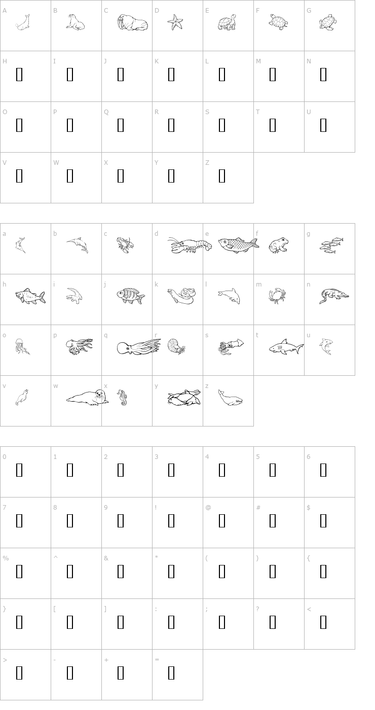 Character Map GE Out To Sea Font
