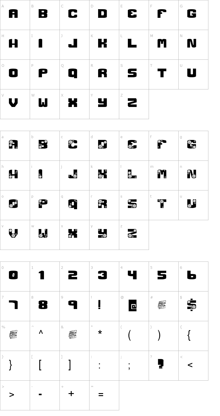 Character Map Gear Crank Font