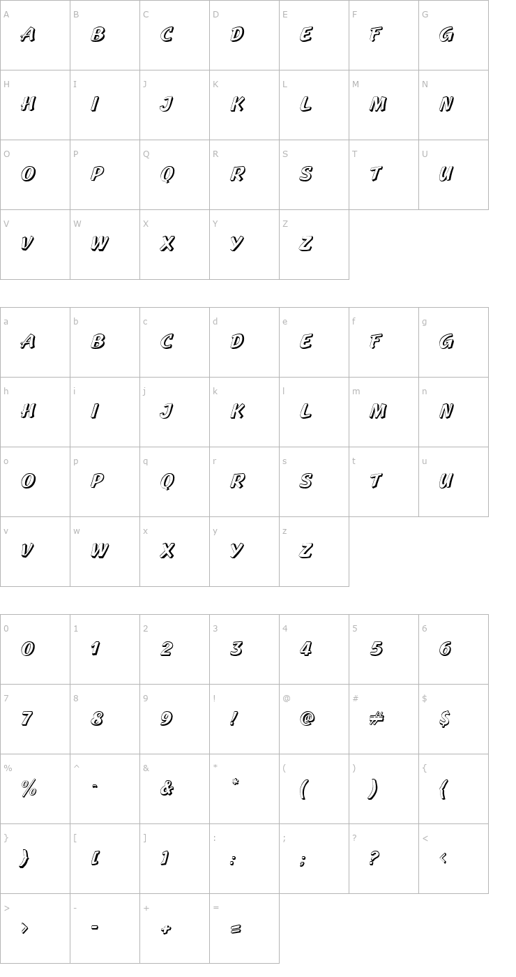 Character Map Gecko Regular Caps Font