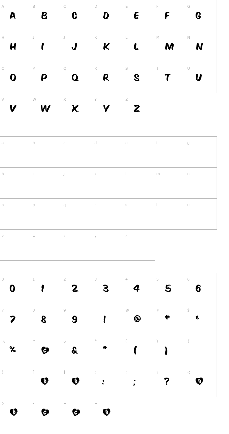 Character Map GeeWhiz Font