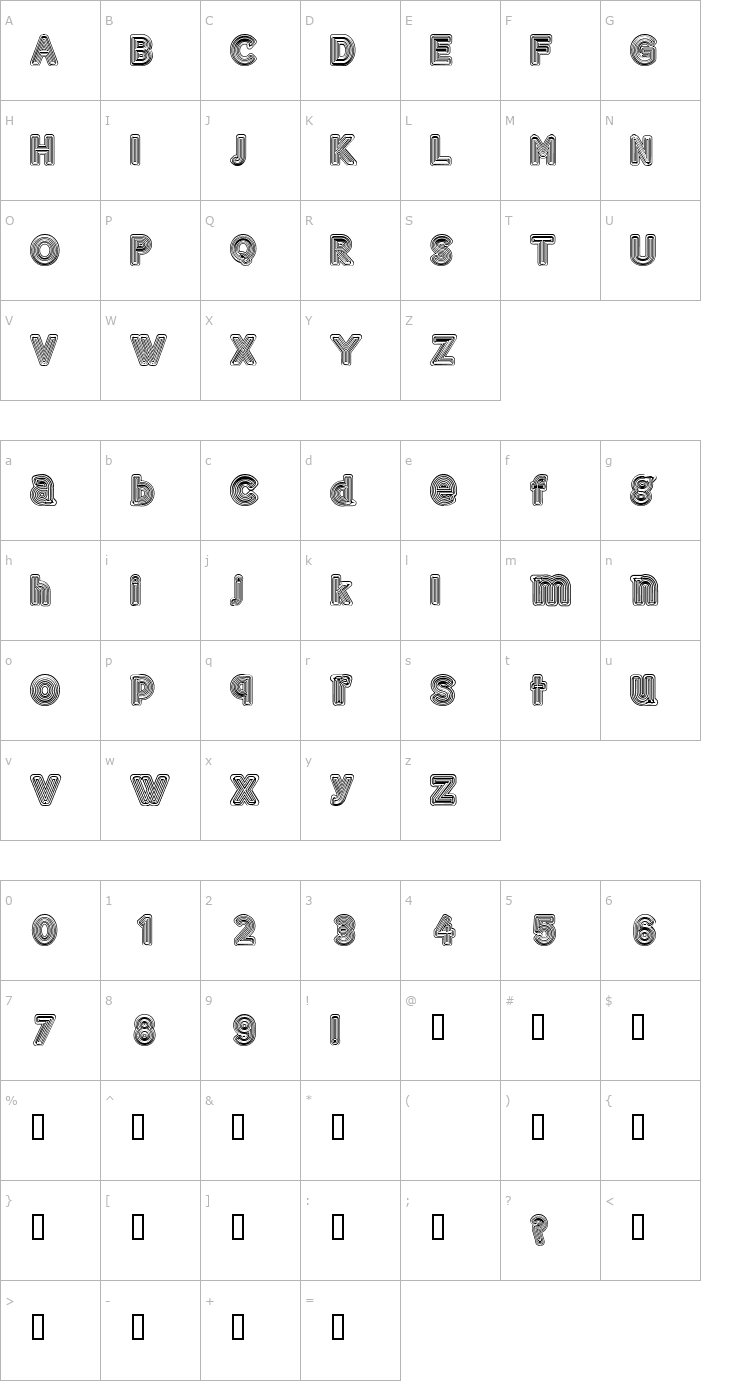 Character Map Gelam Font