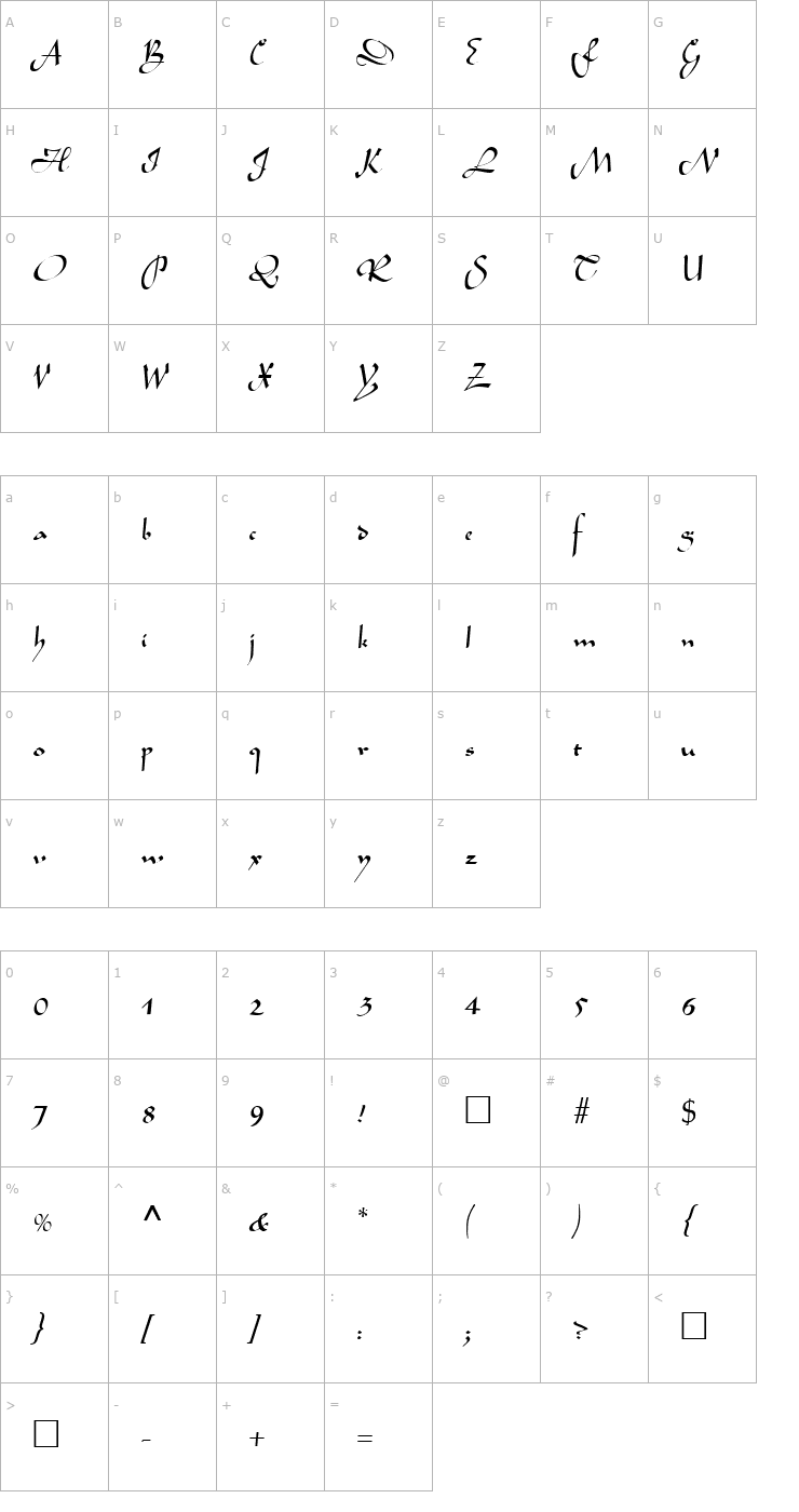 Character Map Gelfling SF Font