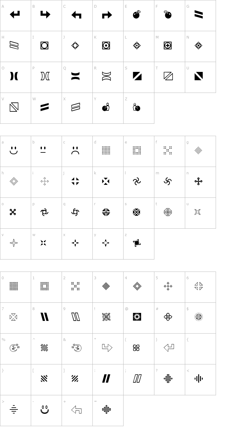 Character Map GemBats 2 Font