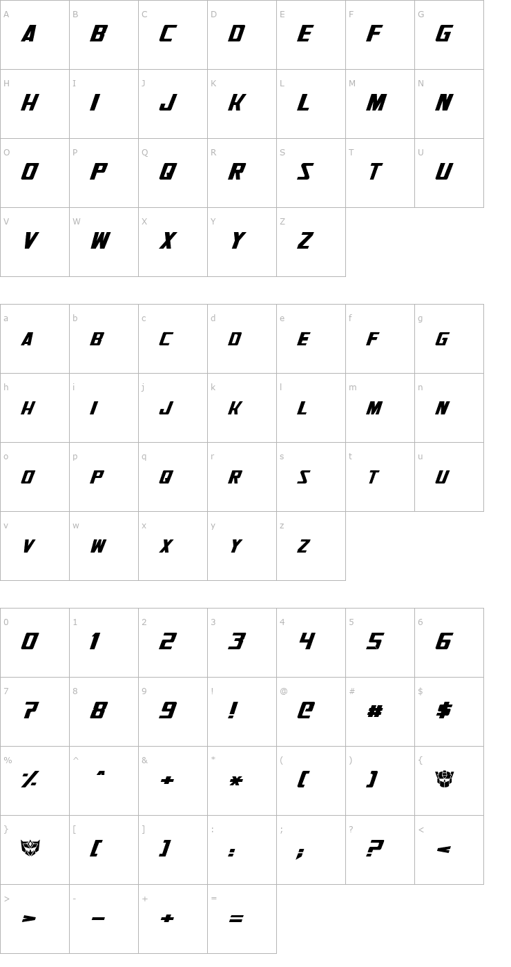 Character Map Generation Two Normal Font