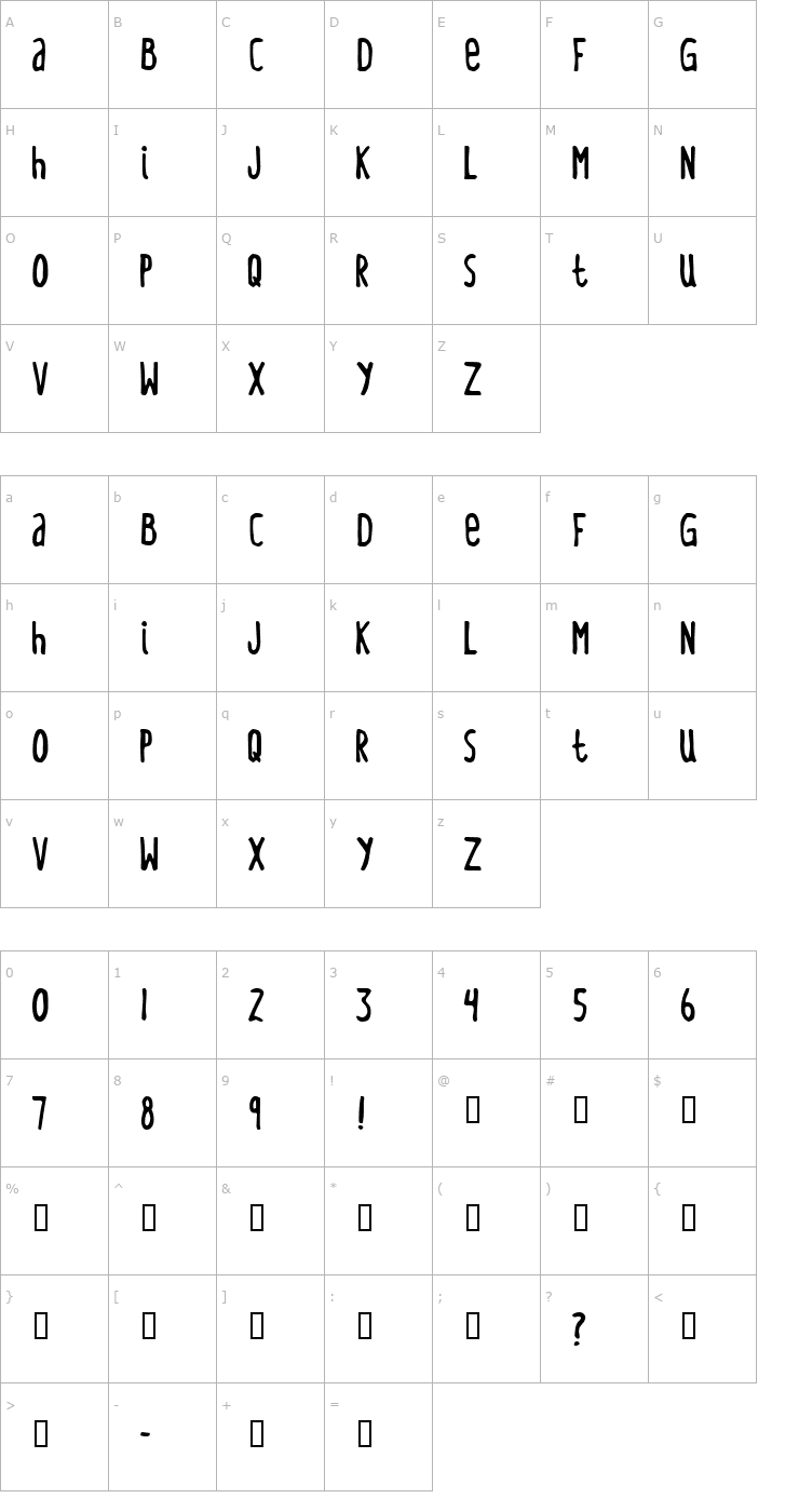 Character Map GenericFont Oral Expulsive Font