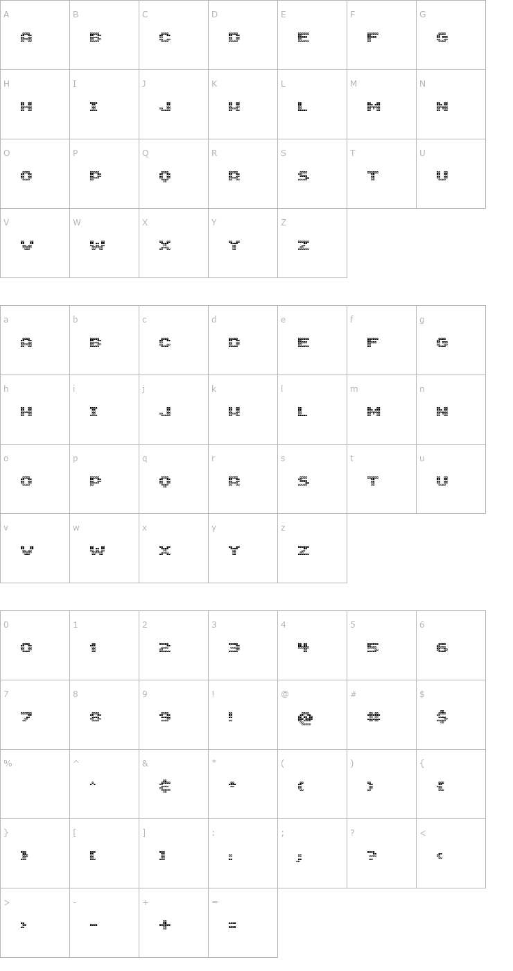 Character Map GenetrixSquareHollow Font