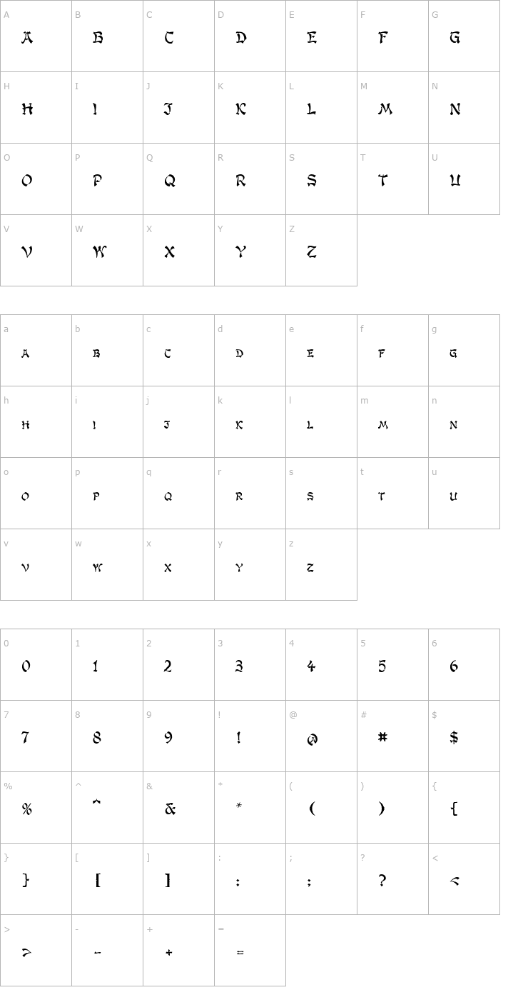 Character Map GengisKahn Font