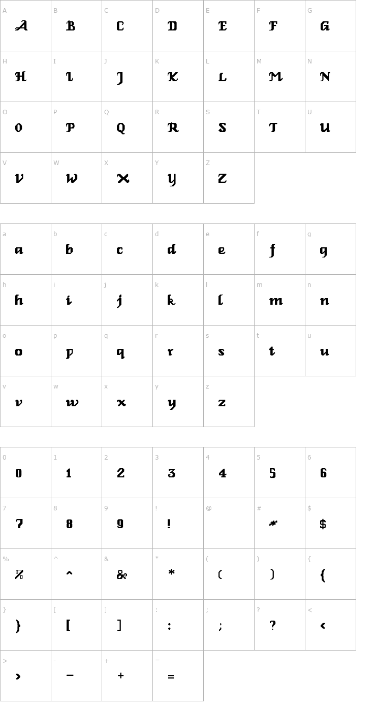 Character Map GenoaRoman Font