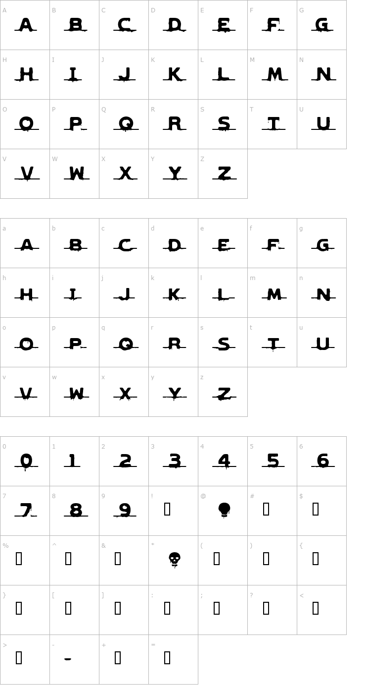 Character Map Genocide Rmx 2 Font