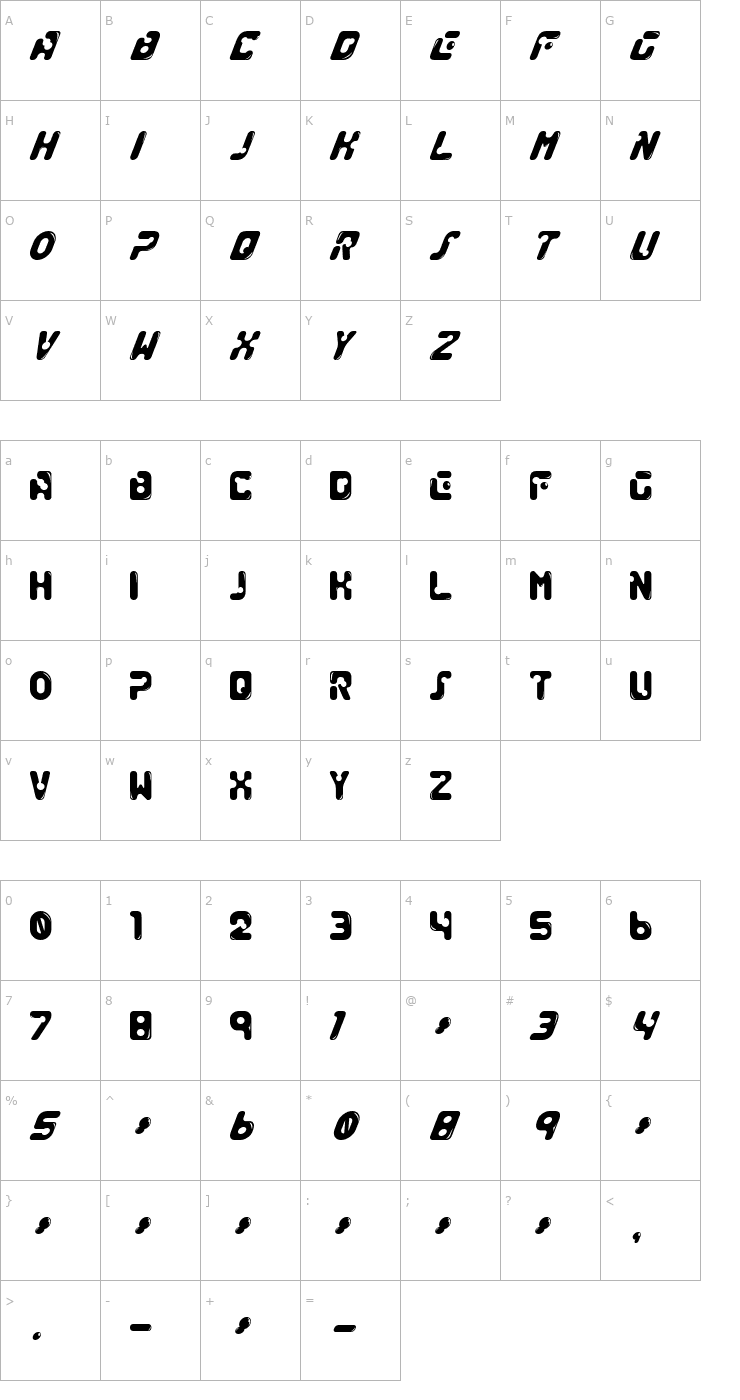 Character Map Genocide Rmx Font