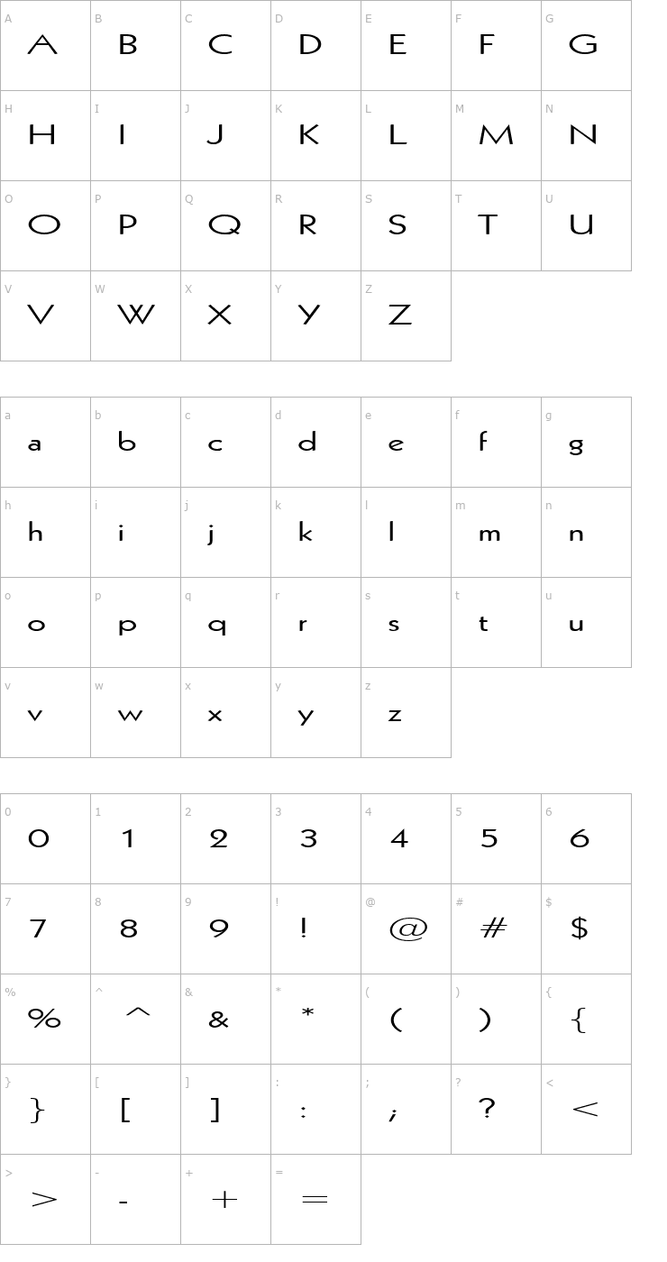 Character Map Geo 112 Extended Normal Font