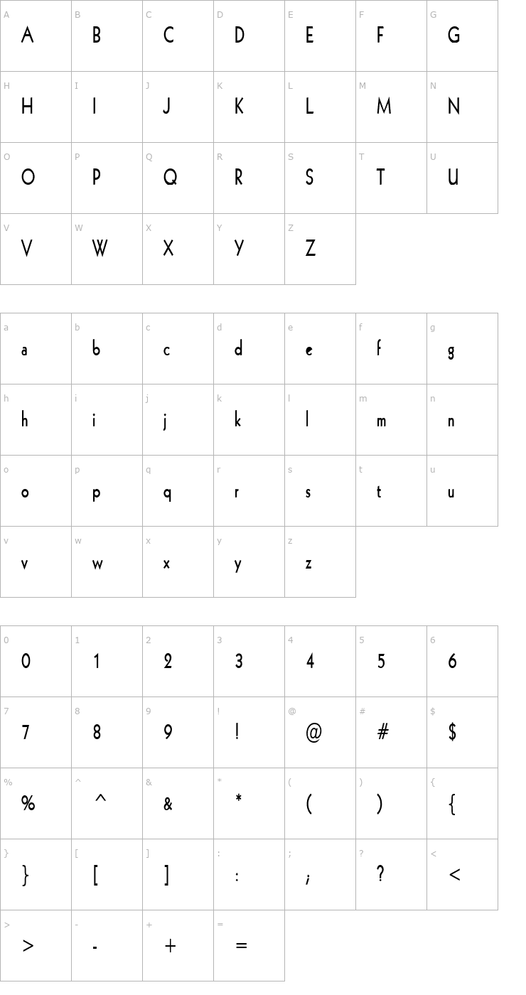 Character Map Geo 112 Thin Bold Font