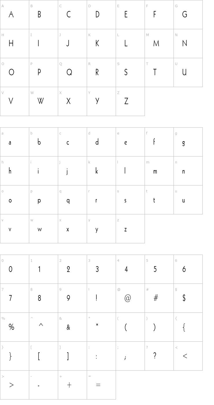 Character Map Geo 112 Thin Normal Font