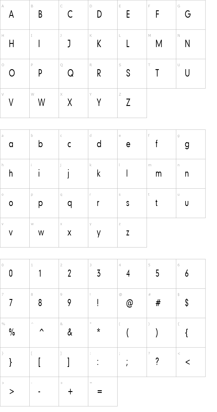 Character Map Geo 579 Thin Normal Font