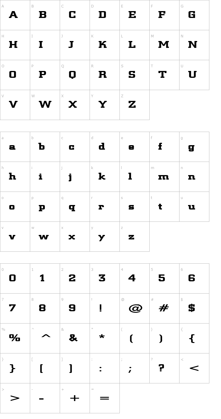 Character Map Geo 957 Extended Bold Font