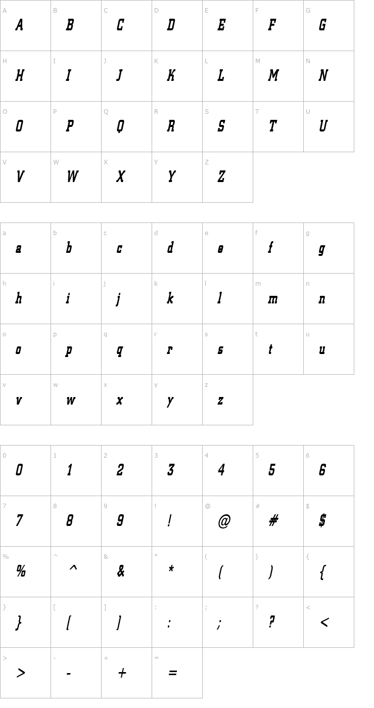 Character Map Geo 957 Thin BoldItalic Font