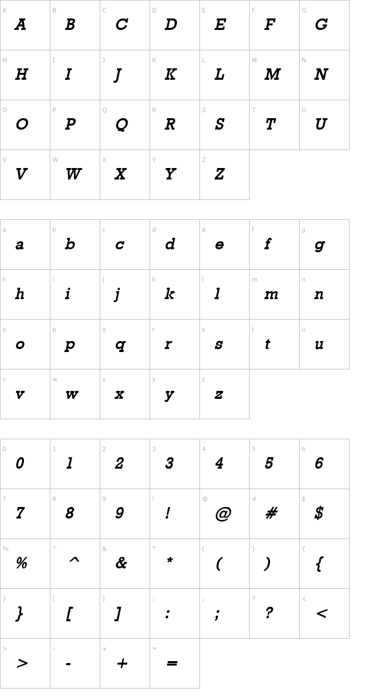 Character Map Geo 986 Bold Italic Font