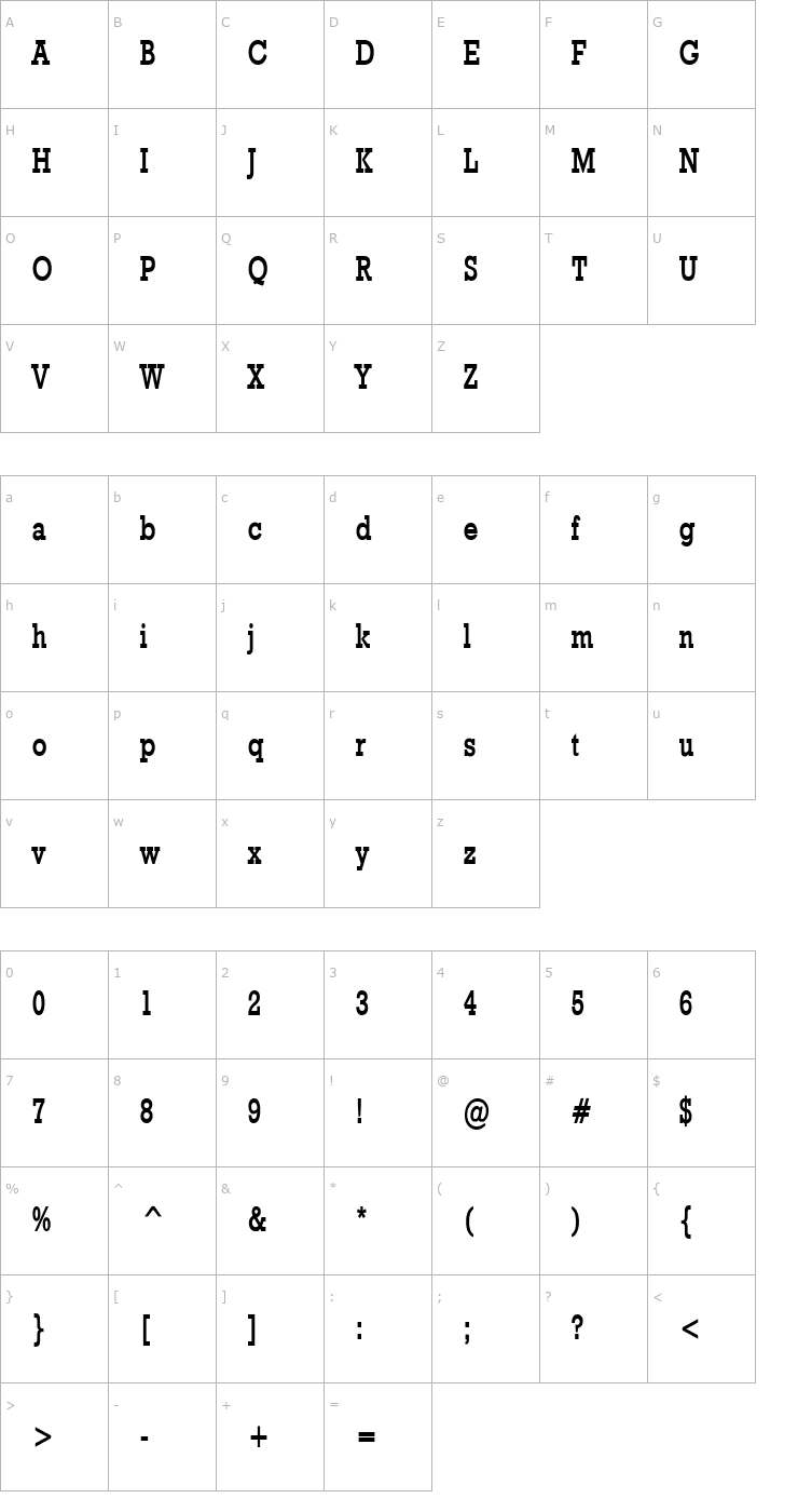 Character Map Geo 986 Thin Bold Font