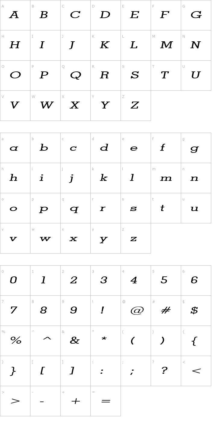 Character Map Geo Extended Italic Font