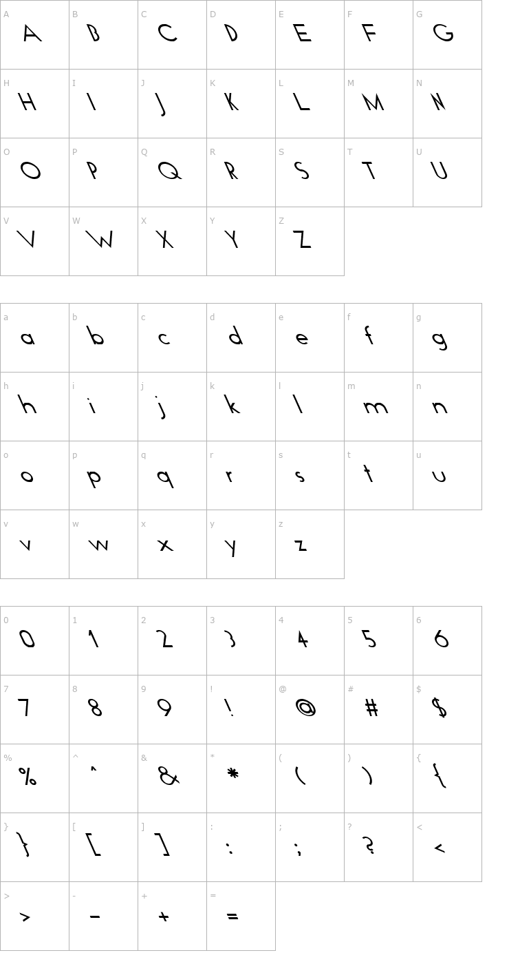 Character Map Geo Plain Lefty Font