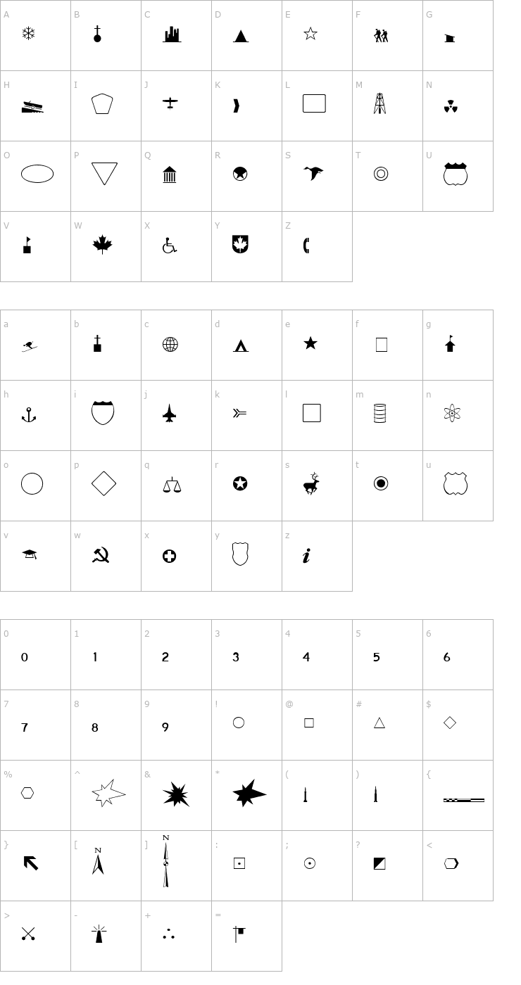 Character Map GeographicSymbols Font